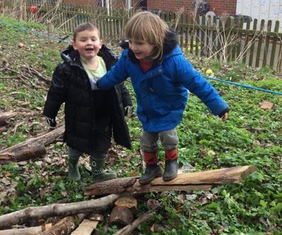 We made a see-saw from logs!